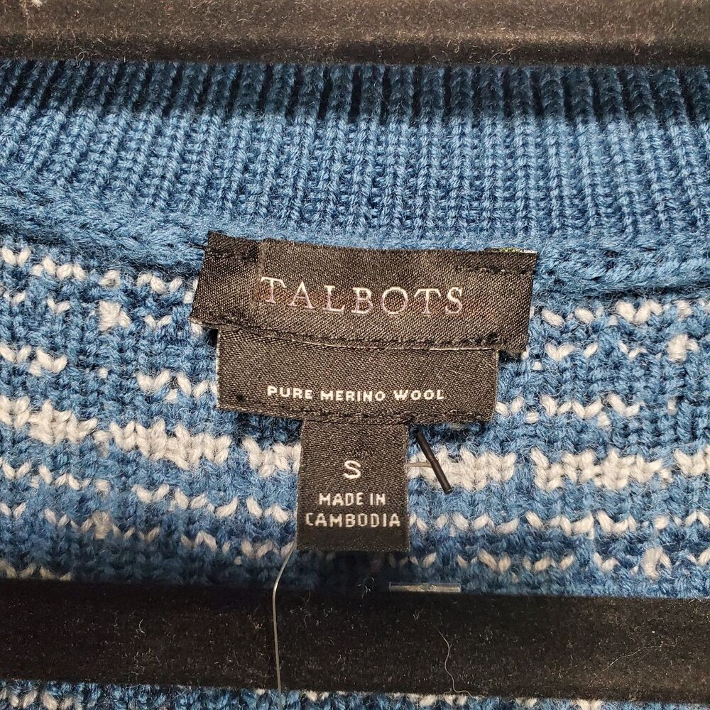 Talbots 100% Merino Wool Longline Cardigan S Small Blue Gold Buttons Plaid Soft - Picture 4 of 10